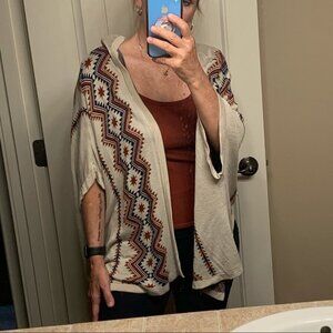 V & G Aztec Western Boho Knit Open Front Kimono Cardigan Southwest Womens Small